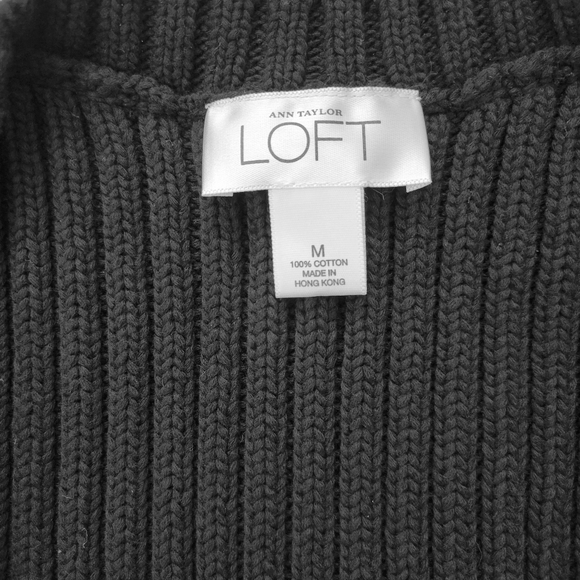 Ann Taylor LOFT black long cable knit v-neck sweater vest Medium - Picture 3 of 4
